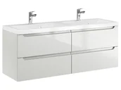 Szafki łazienkowe - Szafka Wisząca Z Umywalką ETH 120 cm DUO - Kaszmir Wysoki Połysk - miniaturka - grafika 1