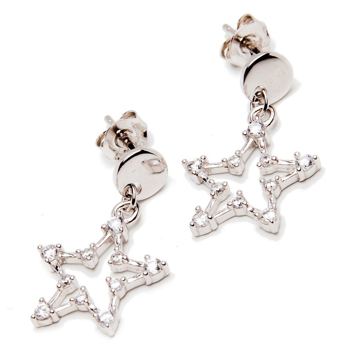 Srebrne kolczyki gwiazda z cyrkoniami