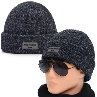 CZAPKA męska ZIMOWA Ciepła na Mrozy GRANATOWA Produkt Polski Pako Jeans - Czapki męskie - miniaturka - grafika 1