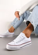 Trampki damskie - Białe Klasyczne Trampki Przed Kostkę Xarosa - miniaturka - grafika 1