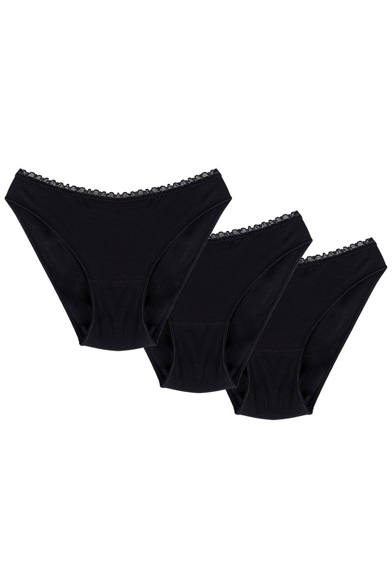 Wol-Bar Soft Cute 3-pak czarny M Majtki figi