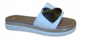 Białe klapki damskie Carinii B4891/N-L46 płaski obcas skóra r.37 - Klapki i japonki damskie - miniaturka - grafika 1