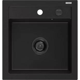 Mexen Vito zlewozmywak granitowy 1-komorowy 520 x 490 mm, czarny, syfon czarny - Zlewozmywaki - miniaturka - grafika 1