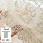 Inne - 1PC Francuska siatka koronkowa biała przezroczysta zasłona okienna, kieszeń na drążek, wiele sposobów wieszania, nowoczesna geometryczna brokatowa, - miniaturka - grafika 1