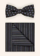 Krawaty i muchy męskie - Monti Zestaw: Mucha I Poszetka Z Jedwabiu schwarz - miniaturka - grafika 1