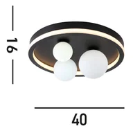 Lampy sufitowe - Searchlight Lampa sufitowa LED Trident, czarna, Ø 40 cm, stal/szkło opalowe - miniaturka - grafika 1