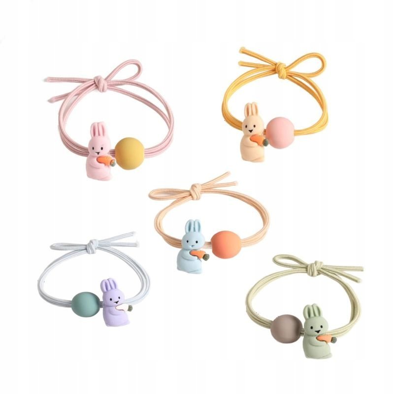 Gumki Do Włosów Dla Dziewczynki Frotki Zestaw Mix Kolorów Króliczki 5 Sztuk