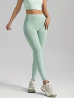 Legginsy - Bezszwowe sportowe legginsy damskie - Miętowy - miniaturka - grafika 1