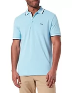 Koszulki męskie - BOSS Męska koszulka polo Paddy z bawełny organicznej z kontrastowymi detalami z logo, NIEBIESKI, S - miniaturka - grafika 1