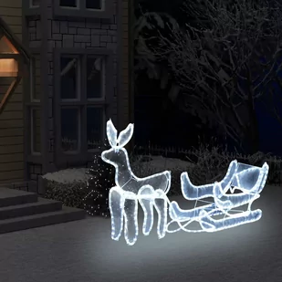 vidaXL Świąteczny renifer z saniami z lampek, z siateczką, 216 LED - Oświetlenie świąteczne - miniaturka - grafika 1