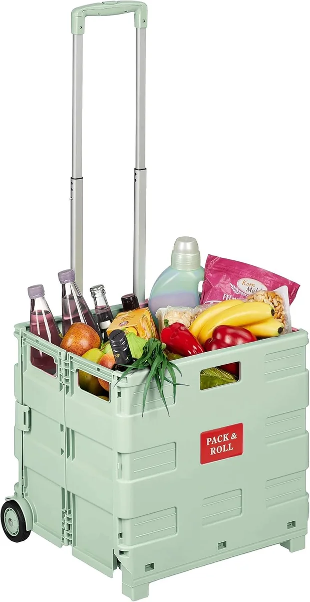 Relaxdays wózek na zakupy składany na kółkach, uchwyt teleskopowy, 35 kg