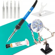 Lutownice - Zestaw 7w1 lutownica Techrebal ”Blue Jet” 60W + Zestaw (Topnik 223, Trzecia ręka z lupą, Mata) - miniaturka - grafika 1