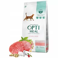 Sucha karma dla kotów - OPTIMEAL „Sterilised” pełnoporcjowa sucha karma dla kotek sterylizowanych i kotów kastrowanych z wysoką zawartością wołowiny oraz sorgo 10 kg - miniaturka - grafika 1