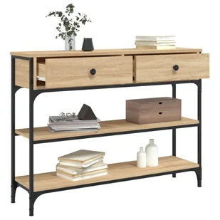 Stolik konsolowy, dąb sonoma, 100x25x75 cm Lumarko! - Konsole i sekretarzyki - miniaturka - grafika 5