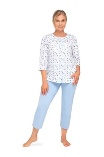 PIŻAMA DAMSKA 4XL NIEBIESKA ROZPINANA RĘKAW 7/8 BAWEŁNA DMUCHAWCE - Bielizna nocna PIŻAMA DAMSKA 4XL NIEBIESKA ROZPINANA RĘKAW 7/8 BAWEŁNA DMUCHAWCE - Bielizna nocna - miniaturka - grafika 1