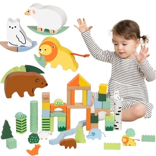 CLASSIC WORLD Zestaw Drewnianych Klocków Leśny Świat 50 el. - Klocki - miniaturka - grafika 1