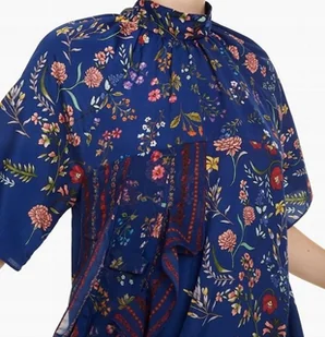 Desigual sukienka letnia krótka niebieska kwiaty falbanka r. 40 - Sukienki - miniaturka - grafika 1