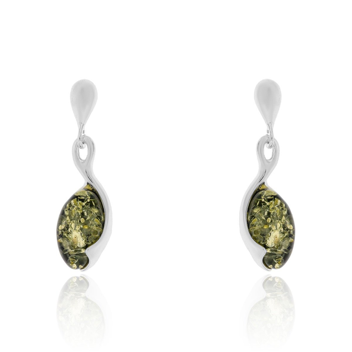 Srebrne kolczyki z bursztynem sztyft pr. 925