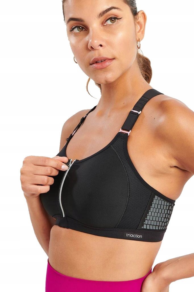 Biustonosz sportowy Triumph Traction Zip Lite czarny zapinany z przodu 80B