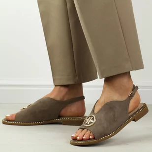 Taupe płaskie sandały damskie S.Barski 059 - S.BARSKI - Sandały damskie - miniaturka - grafika 1