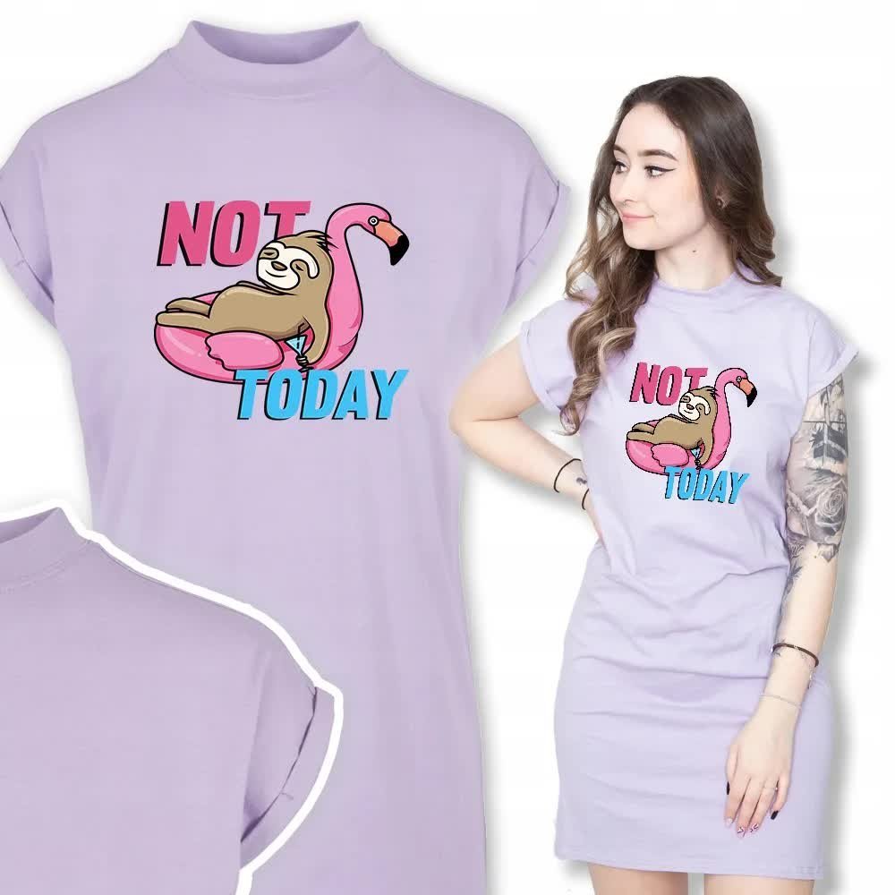 Koszula Nocna Fiolet Leniwiec NOT TODAY Wzory - S