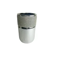 Wazony i flakony - Ceramiczny wazon w stylu Glamour z obwódką srebrny mały srebrny - miniaturka - grafika 1