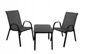 Meble ogrodowe - ZESTAW MEBLI OGRODOWYCH BALKON TARAS STÓŁ STOLIK 2x KRZESŁA MALAGA SZARY - miniaturka - grafika 1