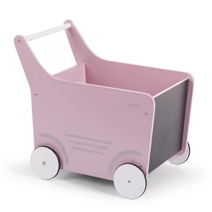 CHILDHOME CHILDWOOD Drewniany wózek zabawkowy, różowy, WODSTRP WODSTRP - Wózki dla lalek - miniaturka - grafika 1