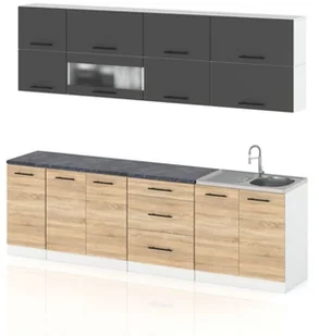 Meble Kuchenne Zestaw Kuchnia Robo Lux 2.6m Modułowa Szary Mat Dąb Sonoma - Meble kuchenne - miniaturka - grafika 1