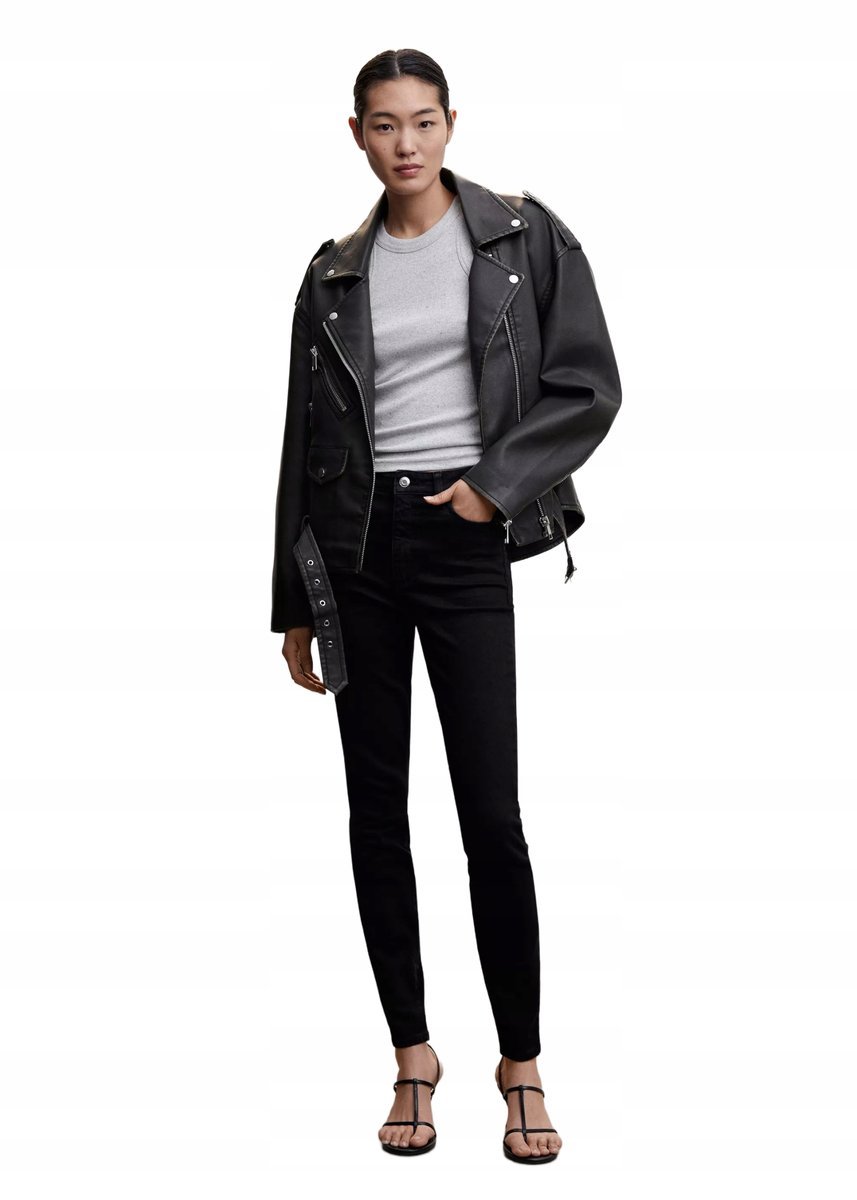 MANGO CZARNE JEANSY RURKI WYSOKI STAN PRZETARCIA 32 5FA