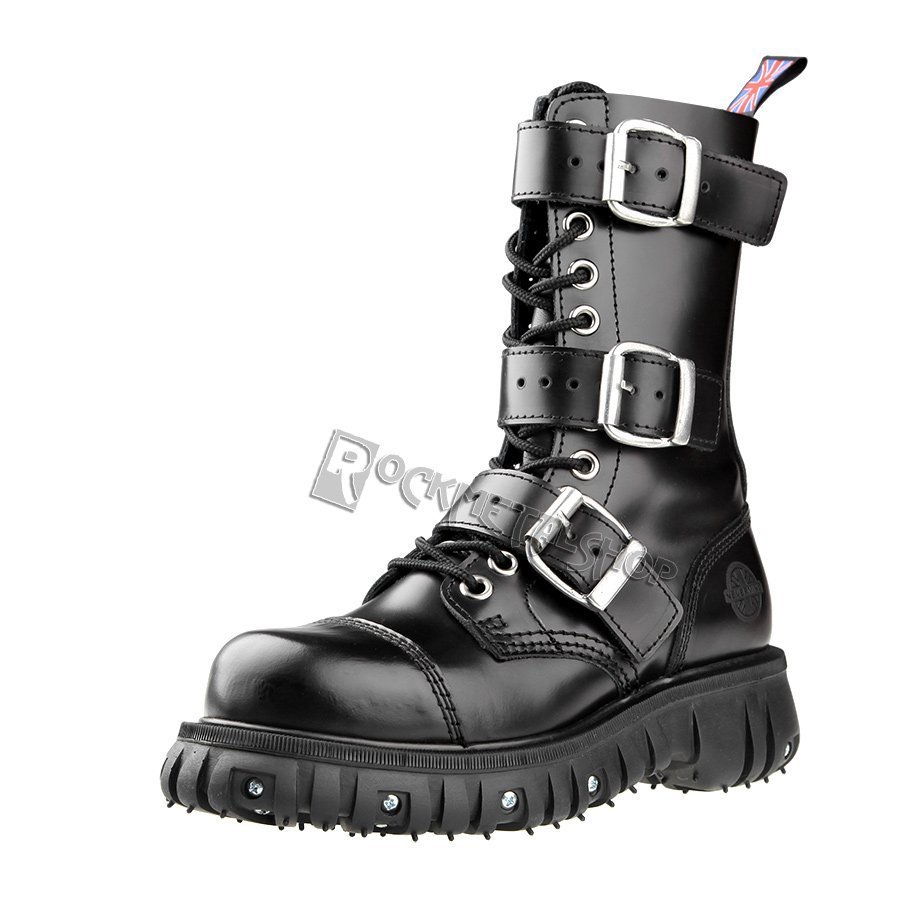 glany NEVERMIND - CZARNE (12 dziurek + 3 klamry) polerowane-42