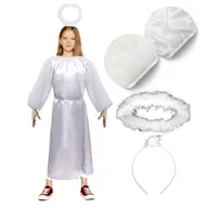 Stroje karnawałowe - Strój Anioła Jasełka Aureola 98/104 Satynowa Sukienka Mikołaj Anioł - miniaturka - grafika 1