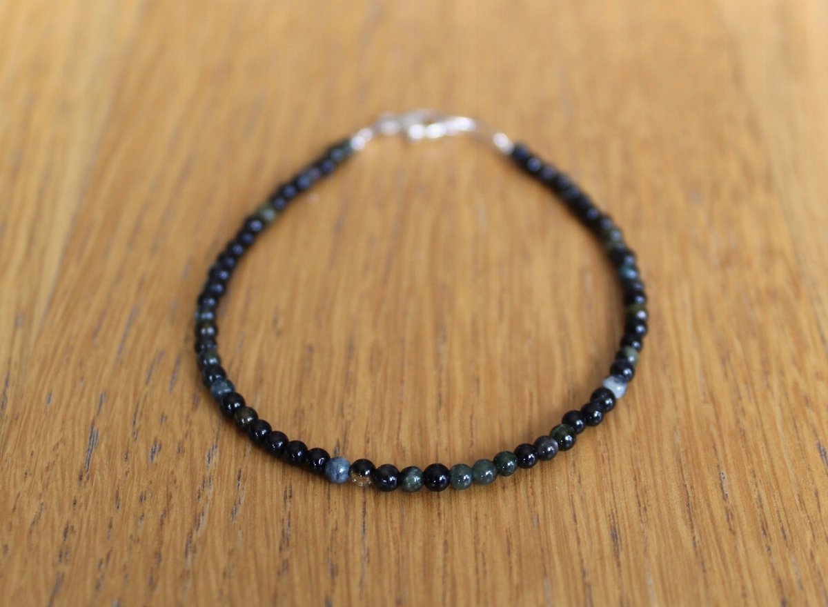 bransoletka naturalny TURMALIN ciemny kule 2,5mm, bez marki, AG00000903