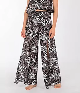 Spodnie damskie - Hurley Damskie spodnie W Party Palm Slit Pant Cover Up czarny czarny/bia$37y/czarny L HC0018 - grafika 1