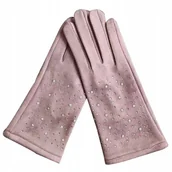 Rękawiczki dla dzieci - wrzosowe damskie RĘKAWICZKI z cyrkoniami stylowe zimowe dodatki do ubrań - Inny producent - miniaturka - grafika 1