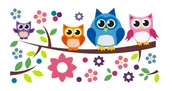 Naklejki na ścianę - Naklejki dla chłopca dziewczynki Sowy sówki 312, 200x100 cm - miniaturka - grafika 1
