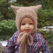 Czapki dla dzieci - Brązowa Czapka Kotek , kitty alpaka/jedwab - miniaturka - grafika 1