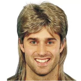 Smiffys Peruka party "Mullet", brązowe - Dodatki do strojów karnawałowych - miniaturka - grafika 1