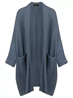 Swetry damskie - ApartFashion Women's APART Płaszcz dzianinowy z rękawami nietoperza sweter kardigan, niebieski, normalny, niebieski, M - miniaturka - grafika 1