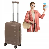 Walizki - WALIZKA KABINOWA BEŻOWA TWARDY BAGAŻ PODRĘCZNY WIZZ AIR 55x40x21 - miniaturka - grafika 1
