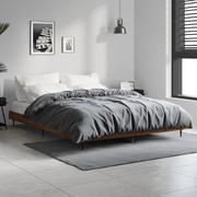 Łóżka - Rama łóżka, brązowy dąb, 135x190 cm, materiał drewnopochodny Lumarko! - miniaturka - grafika 1