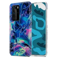 Etui i futerały do telefonów - Pokrowiec Etui Do Huawei P40 PRO / P40 PRO+ w Niebiesko Różowy Marmur No. 17 Obudowa Case Cover Silikon Plecki Cadorabo - miniaturka - grafika 1