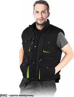 Odzież robocza - R.E.I.S. KORMORAN2 - bezrękawnik ocieplany z dużą ilością kieszeni - czarno-seledynowy 2XL - miniaturka - grafika 1