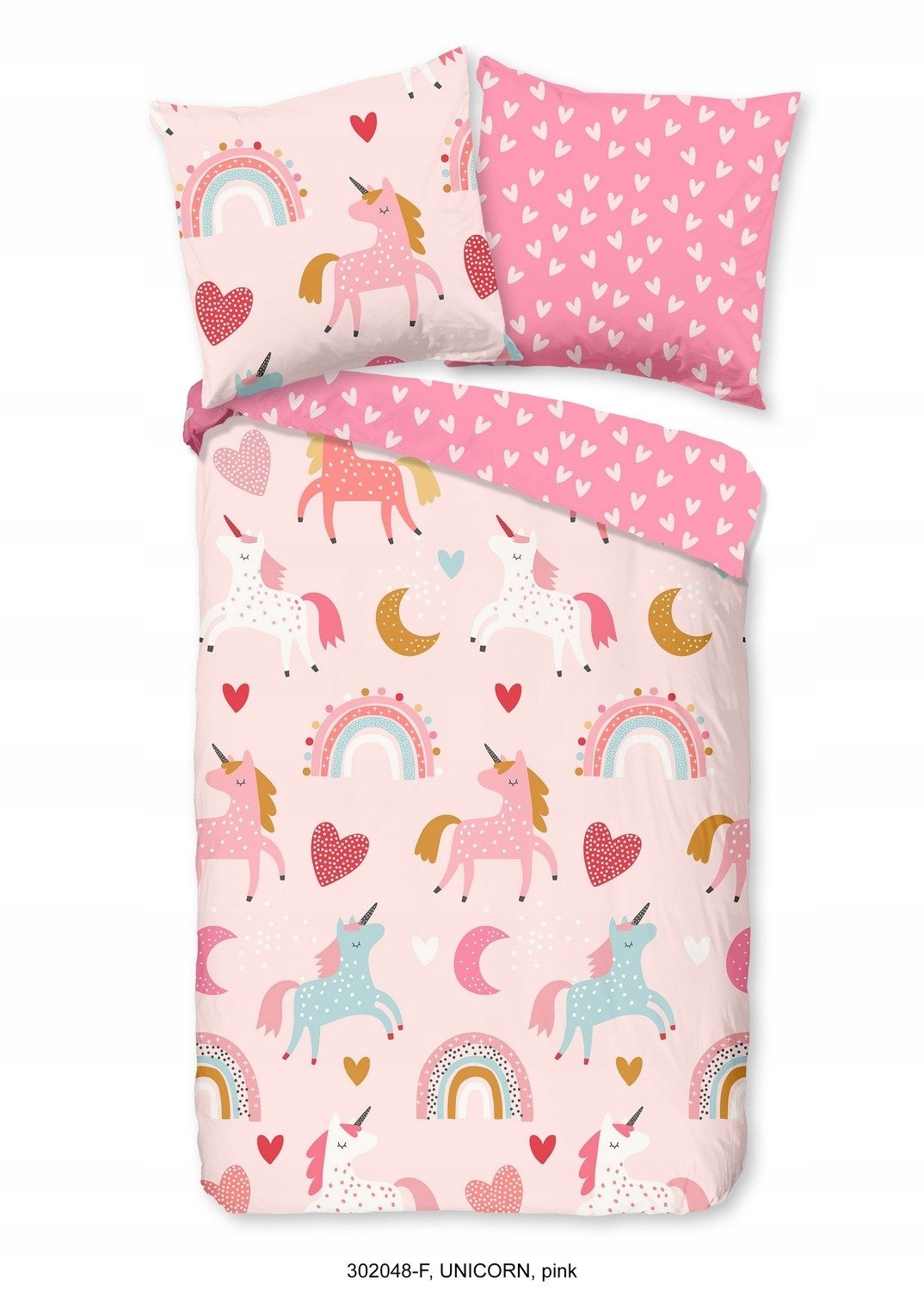 Pościel flanelowa 135x200 konie kucyki tęcza serduszka dwustronna