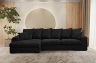 Narożniki - Sofa w kształcie L GABON narożnik z funkcją spania tkanina Zoom czarny lewy - miniaturka - grafika 1