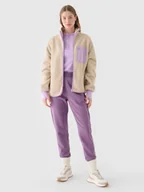 Spodnie sportowe damskie - 4F Spodnie dresowe joggery damskie - fioletowe XXL - miniaturka - grafika 1