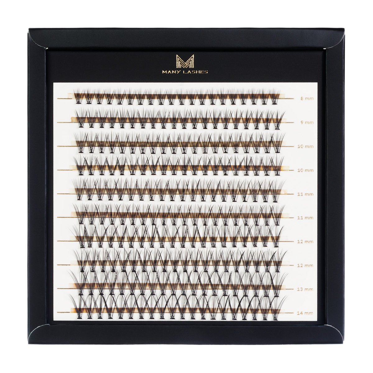 Many Lashes Superblack 14D Master Box Zestaw kępek rzęs do makijażu 8-14 mm Skręt D - mocny skręt