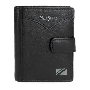 Pepe Jeans Pionowa kurtka Portfel z zapięciem na zatrzask, czarny 8,5x10,5x1 cm Skóra by Joumma Bags, Czarny (Black), Talla única, Pionowy portfel na zatrzask - Portfele - miniaturka - grafika 1