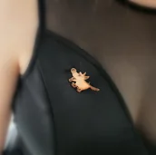 Broszki - Broszka srebrna- Pies Atos brązowy - miniaturka - grafika 1