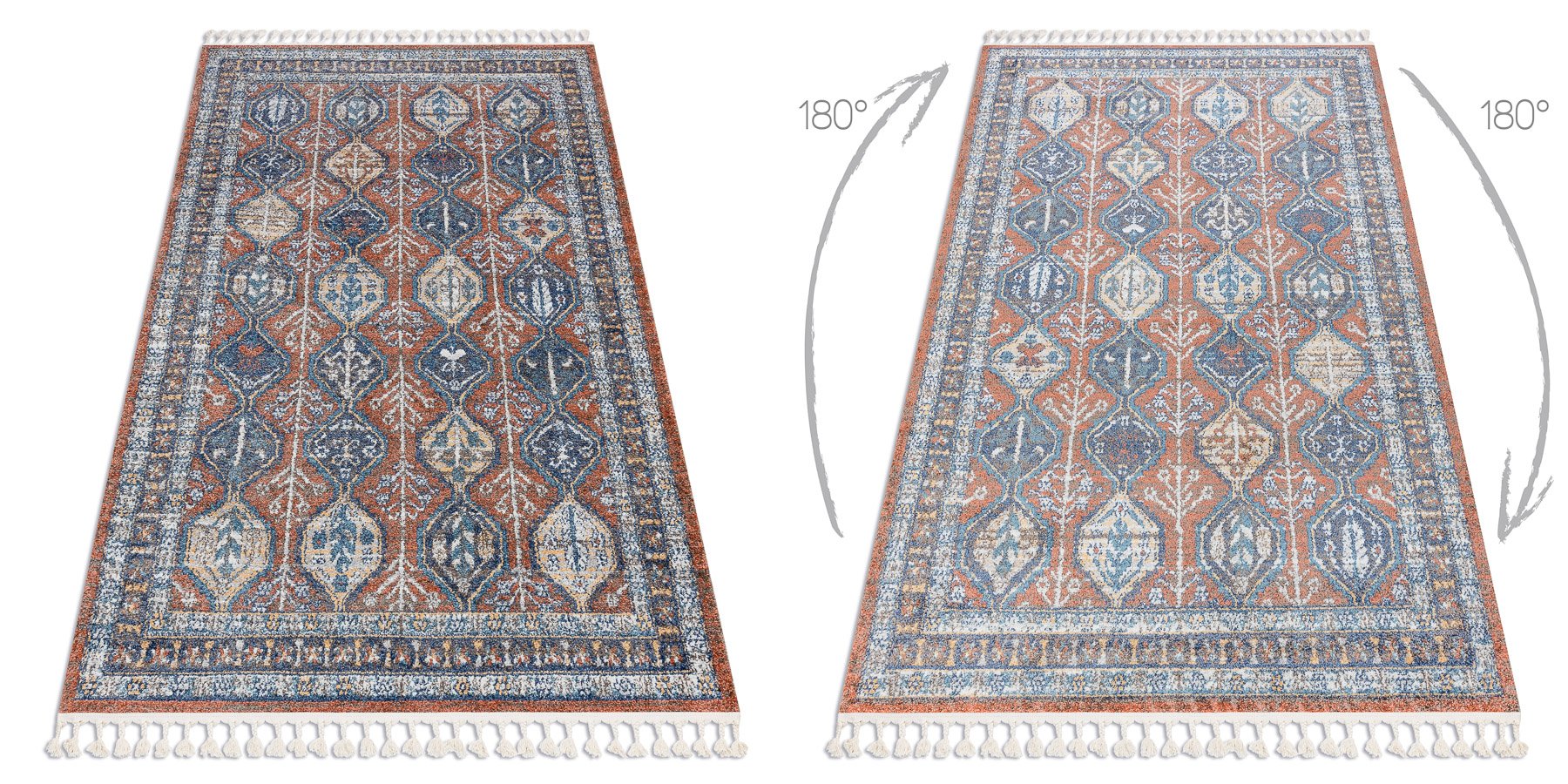 Dywan nowoczesny BELLE BG60A / róż Frędzle brązowy 140x190 cm